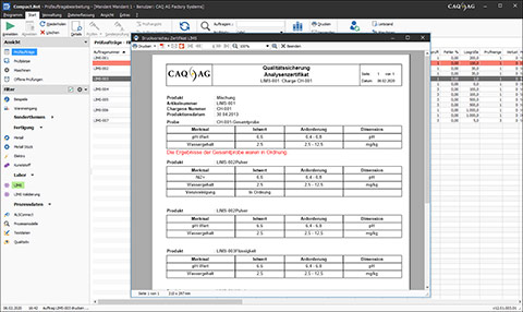 Zertifikate und CoA in der QS-Software Compact.Net